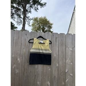 Women's PROSPIRIT Tank Top Size Large‎ XL Yellow Black White Stripe Seamless
